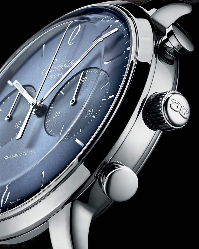 格拉蘇蒂原創(chuàng)Sixties Glacier藍(lán)色放射紋盤(pán)面腕表-復(fù)刻表