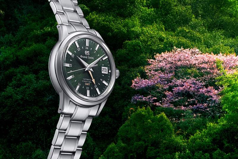 精工表Elegance GMT四季系列山丘湖泊山脈靈感來源設(shè)計的表盤-復(fù)刻表