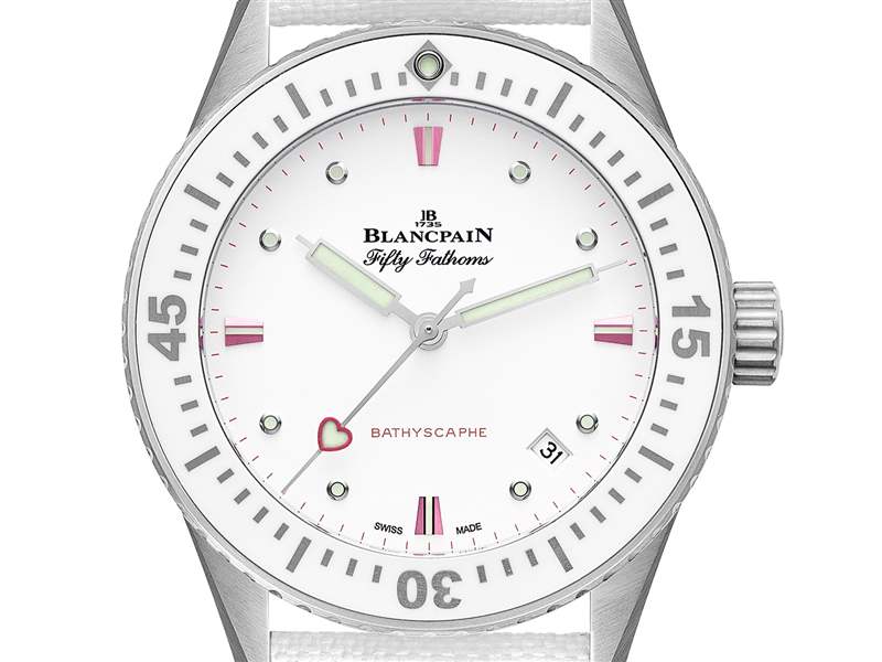 寶珀推出Fifty Fathoms Bathyscaphe Valentine’s Day 2023情人節主題白色潛水腕表-復刻表