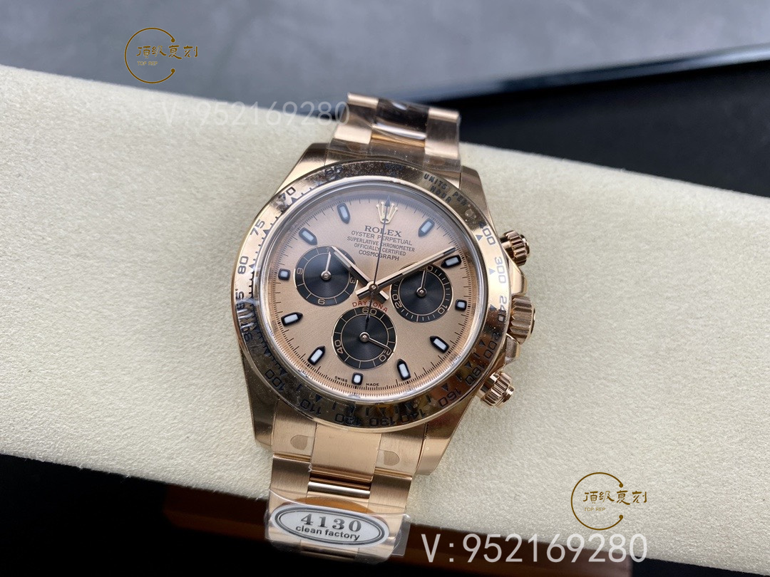 Clean廠C廠勞力士迪通拿全玫瑰金腕表4130機(jī)芯版本詳細(xì)評測-復(fù)刻表
